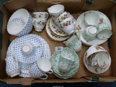 A quantity of part teasets to include; Duchess 'Romance', green swag pattern, etc.
