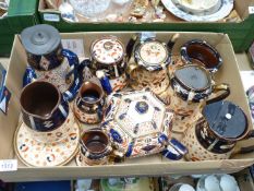 A quantity of Imari coloured Gaudy Welsh teapots, jugs, etc.
