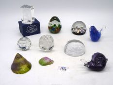 A quantity of paperweights including Caithness, Isle of Wight bird, Tutbury crystal etc.