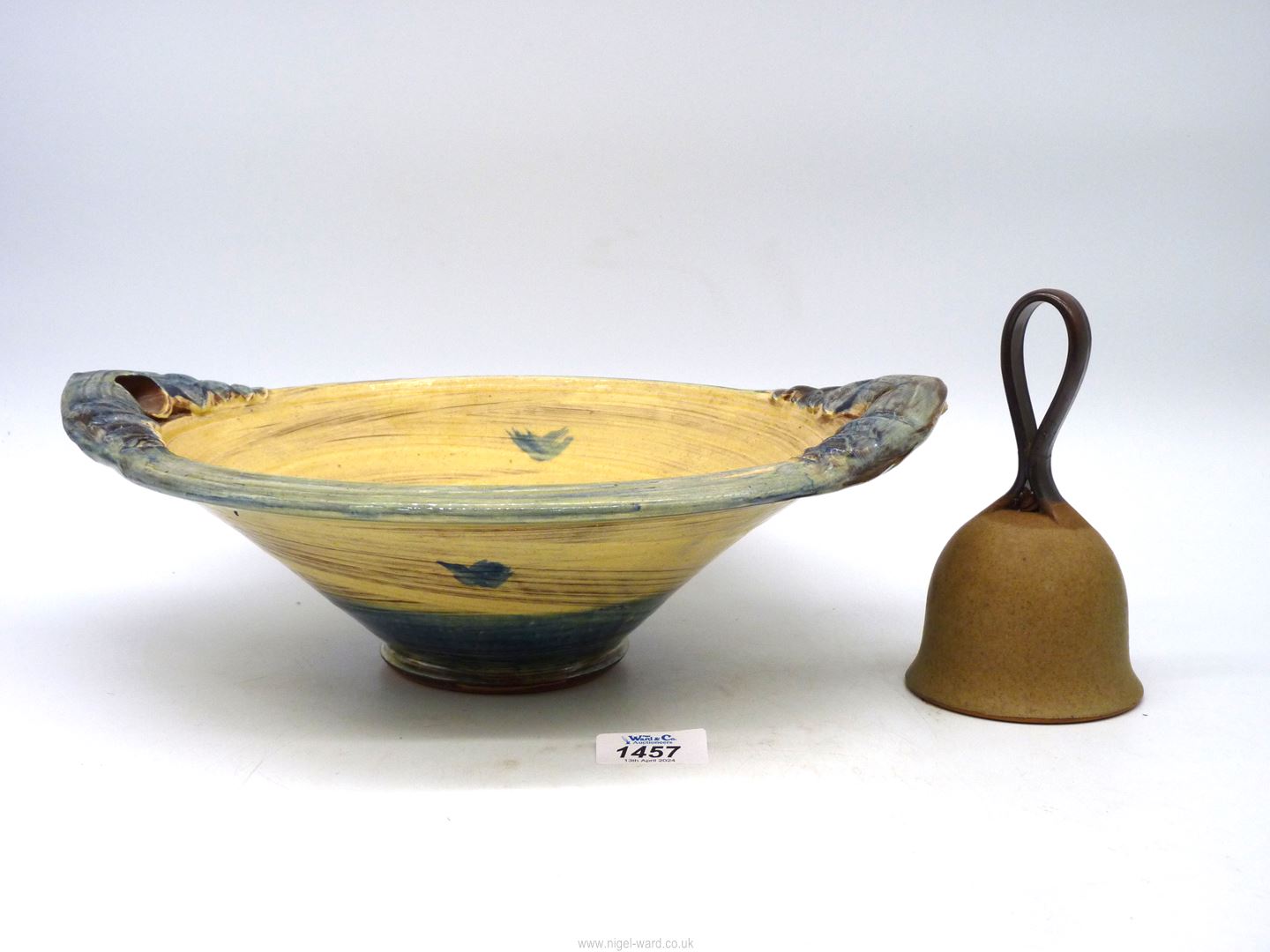 A small quantity of Studio pottery including a colourful Gwili pottery jug, - Image 4 of 5