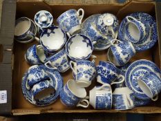 A quantity of blue and white china part tea sets.