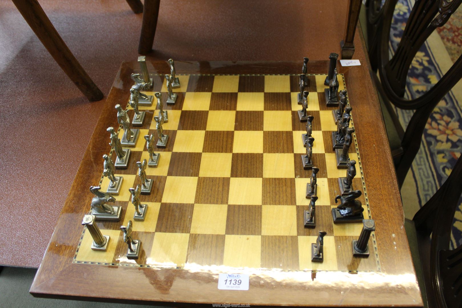 A Chess set (complete) with pieces in the form of the Roman Emperors/Gladiators, etc. - Image 2 of 2