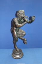 A heavy cast Bronze figure of "Pan", no visible signature, 26 1/2'' tall,