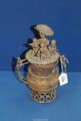 An early to mid 20th century Ashanti/Akan gold dust lidded bronze Urn highly decorated with incised