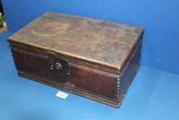 An Oak Bible box, 16 1/2" wide x 9 3/4" deep x 6 1/2'' high.