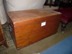 A honey Pine Blanket Box, 34 1/2'' x 17 1/4'' x 17 1/2'' high.