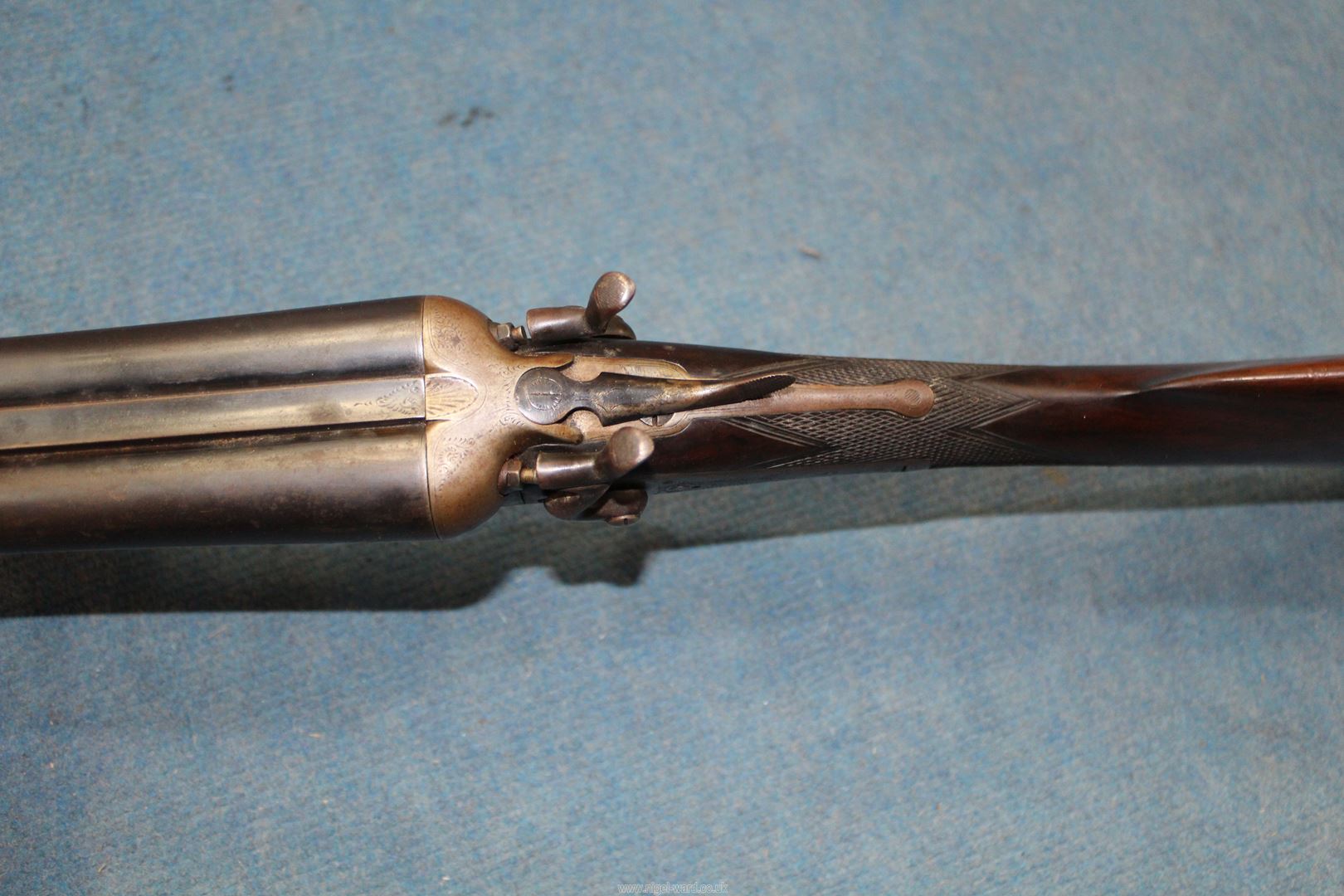 A BSA 12 Bore side by side open hammer Shotgun, serial no. - Image 3 of 6