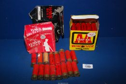 A small quantity of 12 bore/gauge shotgun cartridges: full box of AA Trap 100 Winchester & Hawk B.