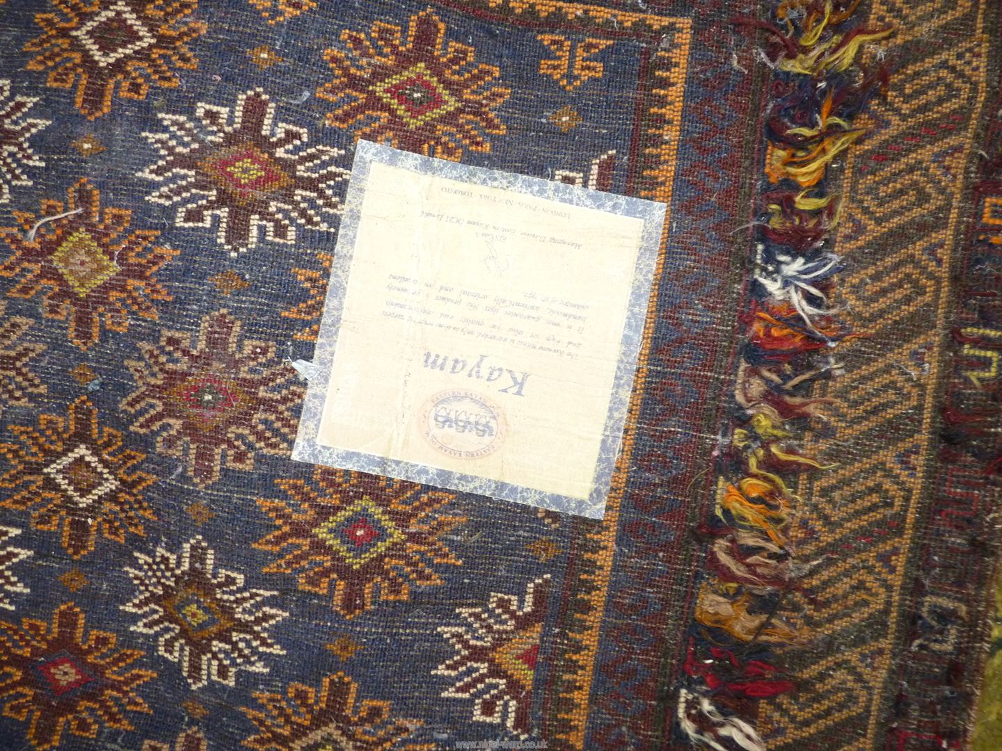 A Kayam Prayer rug, the border having hand stitched geometric detail, 45'' x 34''. - Image 5 of 5