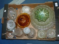 A box of mixed glass including; pressed glass bowls,