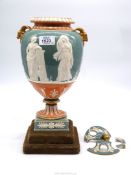 A Wedgwood covered vase in turquoise,
