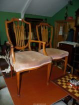 Two fine quality shield back Chairs, (one an armchair),