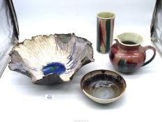 Four pieces of Studio Pottery including jug, vase,