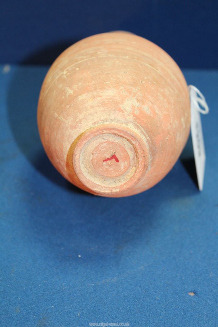 An early redware Roman jug, Republic period, cracks or repairs visible to the rim, 6 1/4'' high. - Image 3 of 3