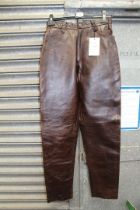 A pair of brown glaze leather Trousers ( new £120).