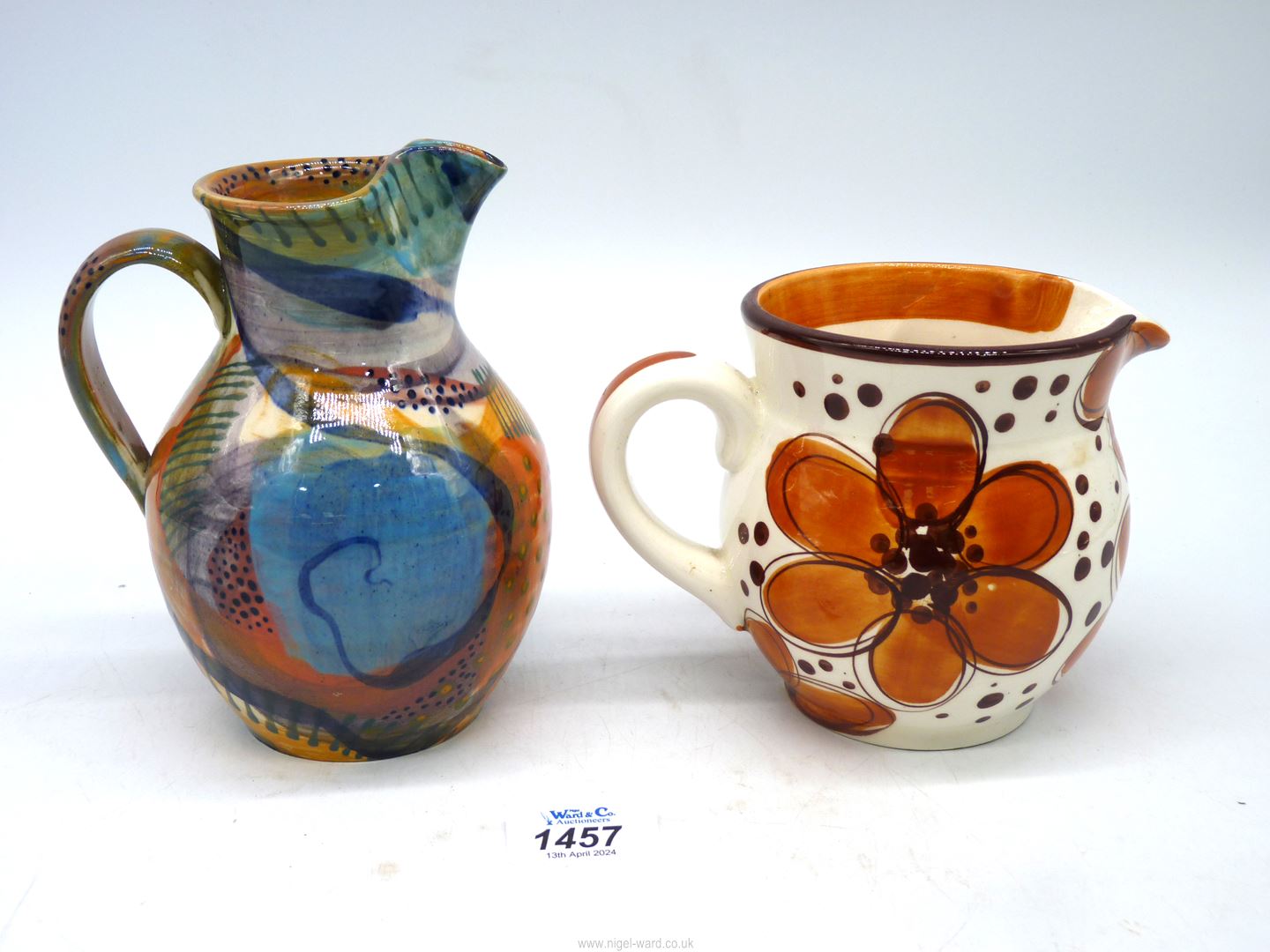 A small quantity of Studio pottery including a colourful Gwili pottery jug, - Image 3 of 5
