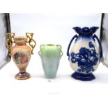 Three vases including Sylvac, Ironstone plus another.