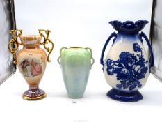 Three vases including Sylvac, Ironstone plus another.