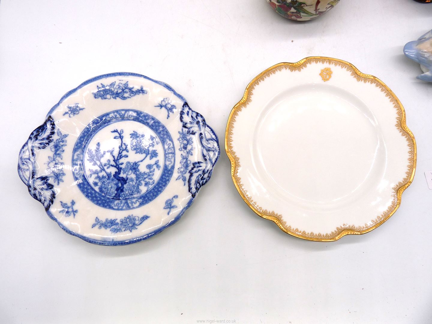 A quantity of china including; Limoges plate, dark blue Wedgwood Jasperware candlestick, - Image 6 of 32