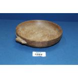 A Mouseman Oak Nut bowl, 6'' diameter x 1/2'' high.