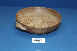 A Mouseman Oak Nut bowl, 6'' diameter x 1/2'' high.