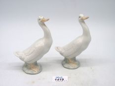 A pair of white Nao ducks, 6" tall.