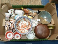 A quantity of miscellaneous china including Oriental tea set in circular lidded dish, bowls a/f etc,