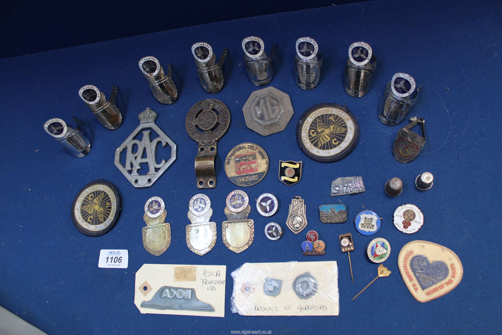 A quantity of cycling club handlebar Badges, badge moulds, RAC and MG car badges. - Image 2 of 3