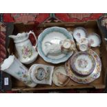 A quantity of china to include; Aynsley 'Wild Tudor' clock and vase, Portmeirion jug,