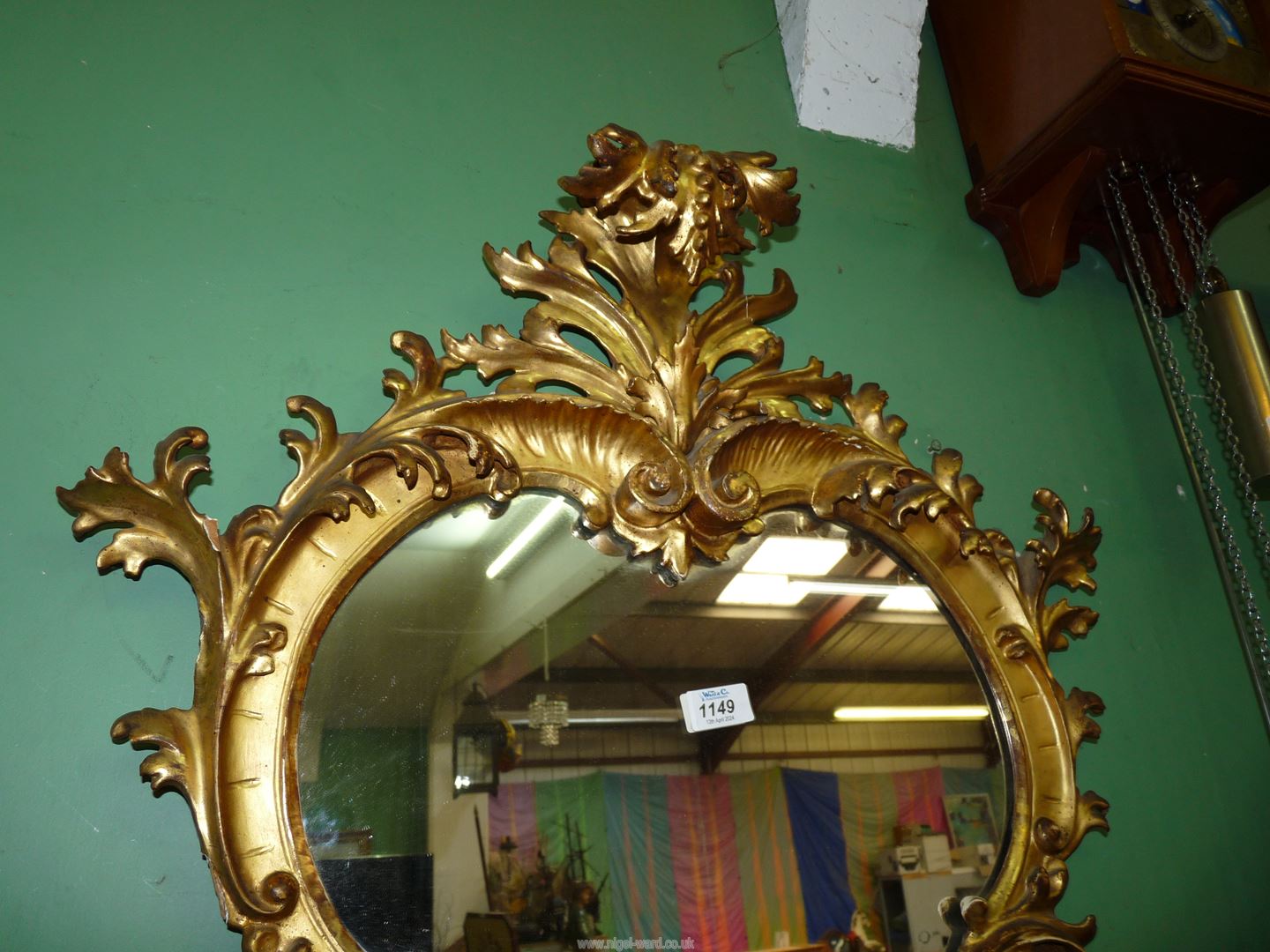 A large old Gesso and giltwood framed wall mirror with slight losses, 37" x 25" approx. - Image 3 of 13
