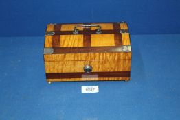 A good quality 19th century Arts & Crafts satinwood and Mahogany cross-banded domed jewellery Box