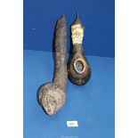Two large and rare early 20th century ceremonial African pipes,