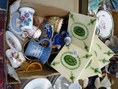 A quantity of miscellaneous china including; souvenir ware, small Ewenny jug, Clay Pits jug,