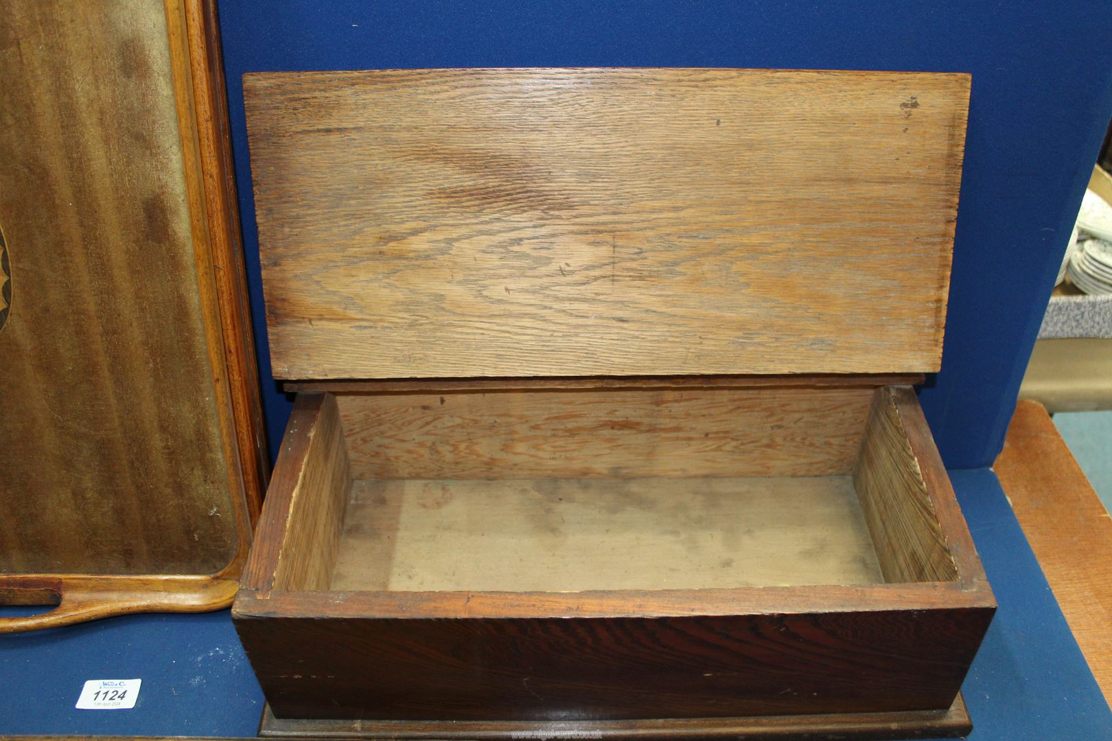 Two trays, one with carved detail and brass handles, - Image 3 of 3