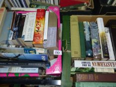 Two boxes of mostly hardback books; The Ascent of Everest, The Iliad,