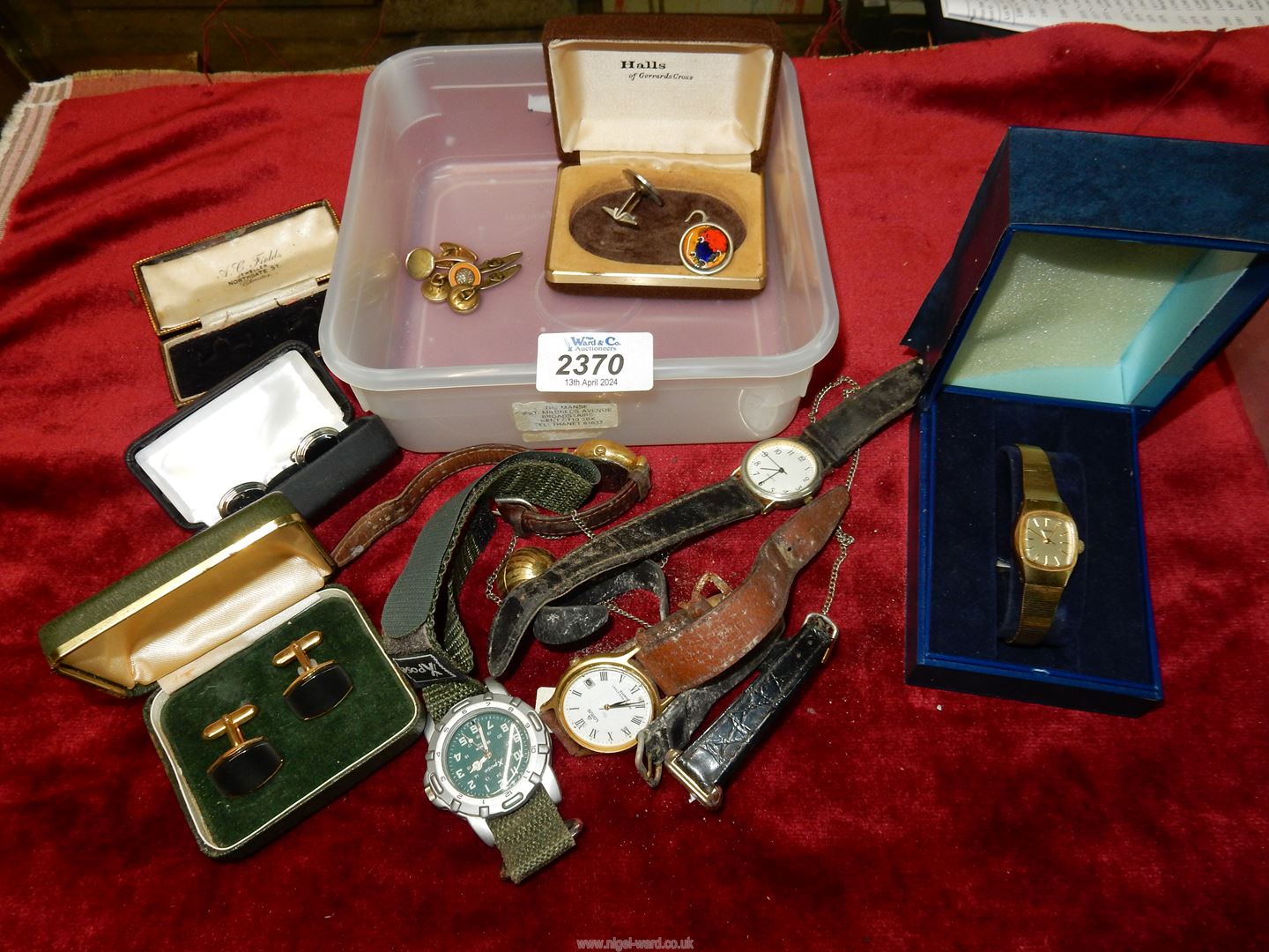 A small quantity of cufflinks, Seiko ladies wristwatch etc.