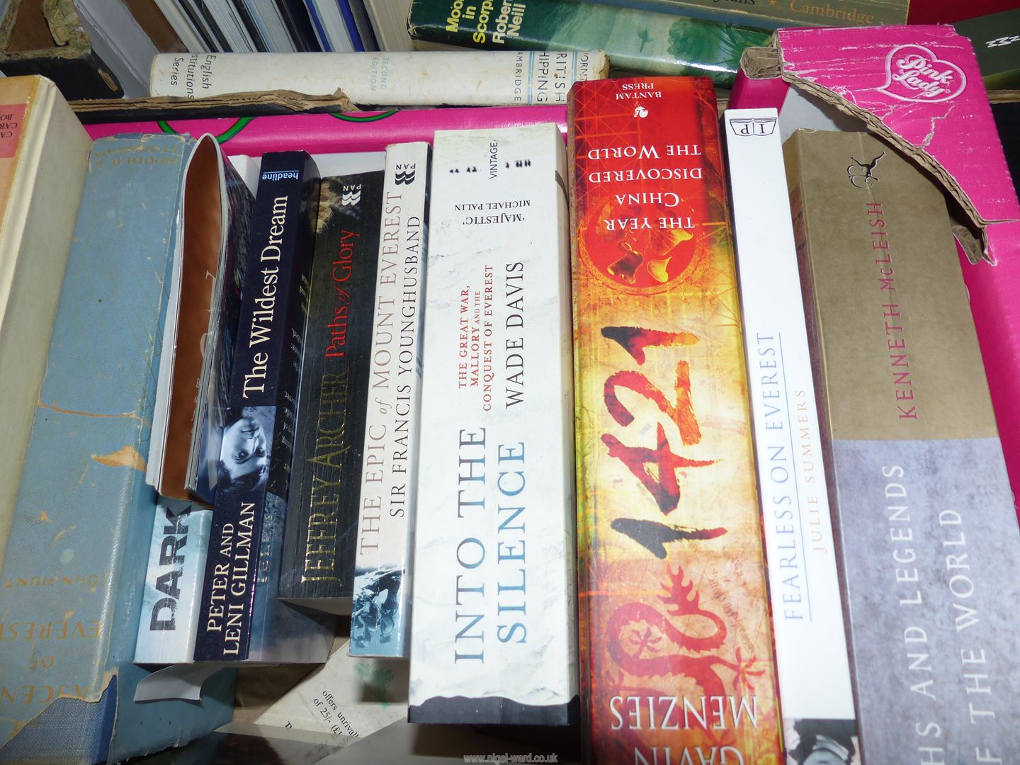 Two boxes of mostly hardback books; The Ascent of Everest, The Iliad, - Image 5 of 8