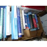 A quantity of books on shipping, A Century of Sea Travel, World Atlas of Shipping,