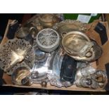 A quantity of EPNS including 'Baroque' by Wallace tray, cruet set, rose bowl etc.