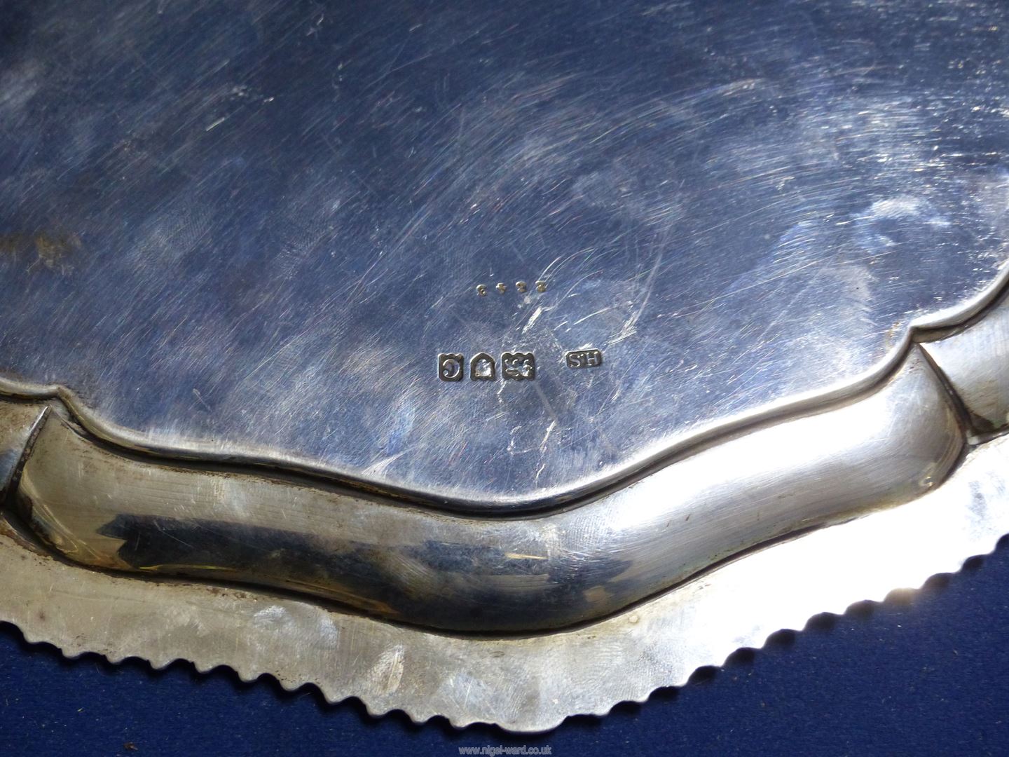 A Silver Tray standing on ball and claw feet with the initial "B", - Image 4 of 4