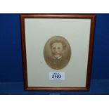 A small oval framed and mounted Watercolour portrait of a Gentleman, no visible signature.