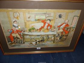 A large framed and mounted Print titled 'An Interrupted Breakfast'.