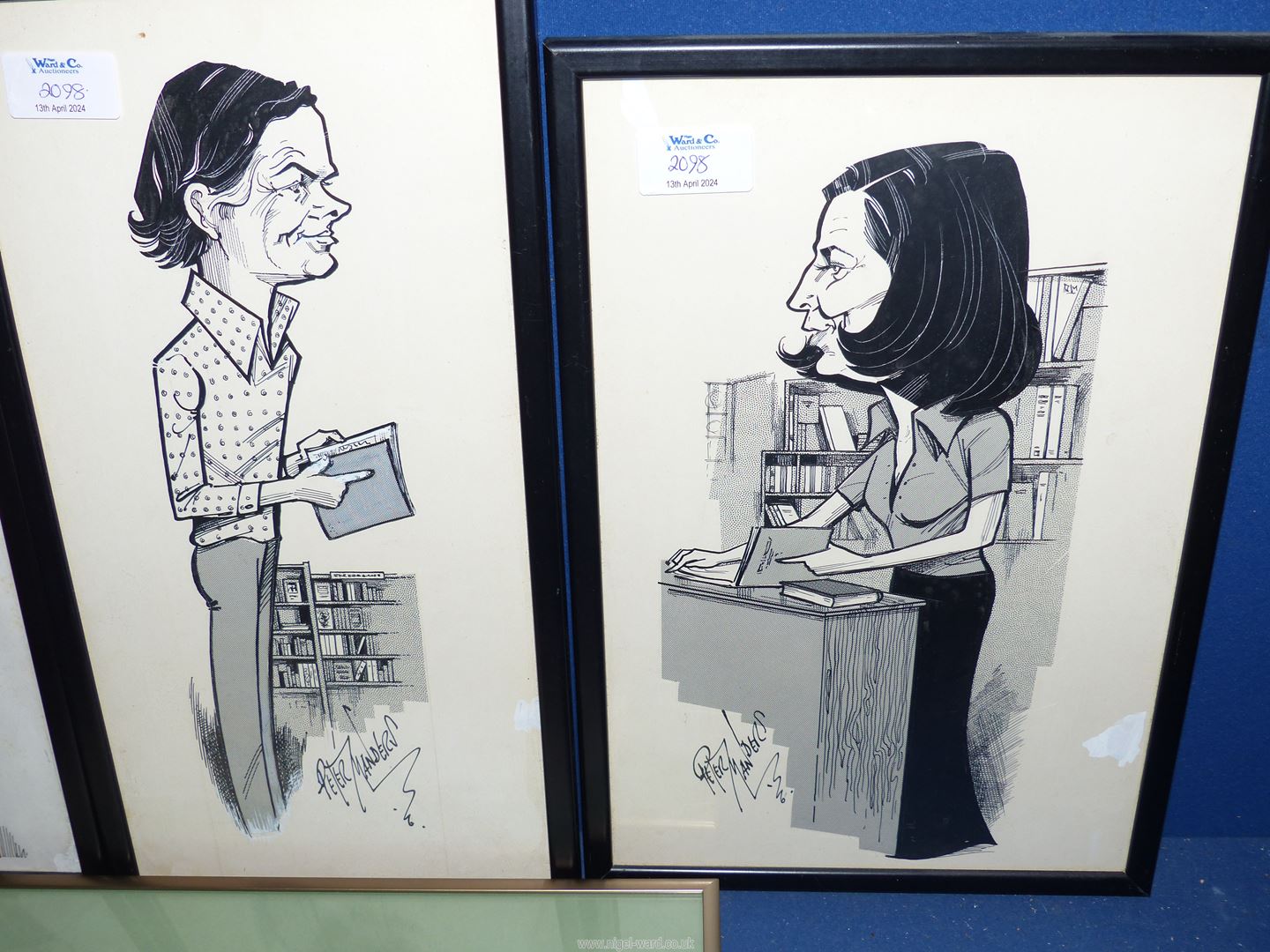 Three framed Peter Manders Cartoon Prints named verso and to include Valerie Latcham and Paul - Image 3 of 4