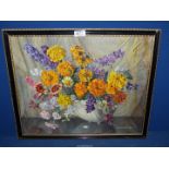 A framed Still life titled Verso "A Study in Gold" signed lower right Gwen Whicker 21 1/2" X 17