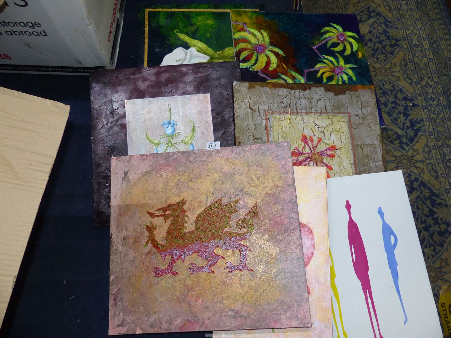 A quantity of unframed Oils on canvas; floral and abstracts, unsigned.