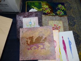 A quantity of unframed Oils on canvas; floral and abstracts, unsigned.