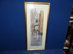 A framed and mounted Print titled 'Rainy Day in Brugge',