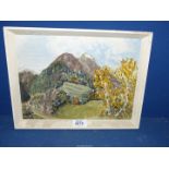 A small Oil on board of a Mountain landscape signed lower right Jack. 12 3/4" x 28 1/2".