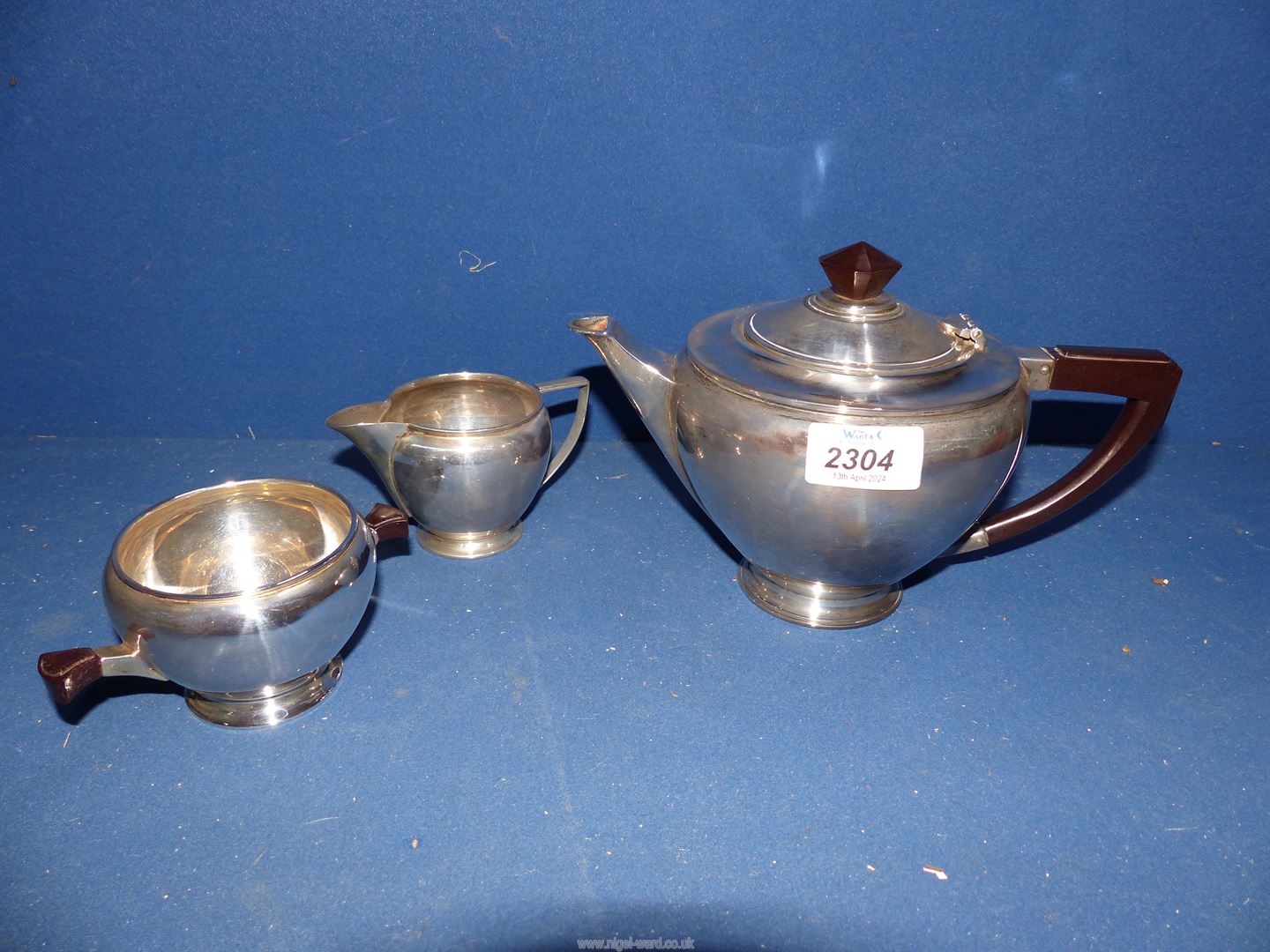 A three piece Art Deco Silver Teaset,