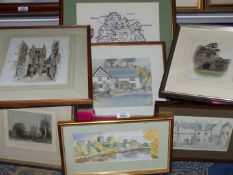 A quantity of Prints on Hereford to include 'Entrance to the College Cloisters', Church Street,